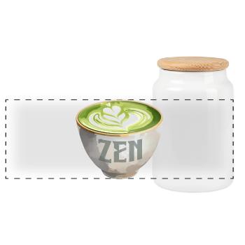 Zen Matcha Latte Aquarell - Panorama Keksdose mit Holzdeckel - Weiß - Vorne