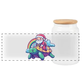 Schildkröte Weihnachtsmann Weihnachten - Panorama Keksdose mit Holzdeckel - Weiß - Vorne