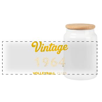 Vintage 1964 – Volleyball Club Rétro Année de naissance - Boîte à biscuits avec couvercle en bois - blanc - Devant