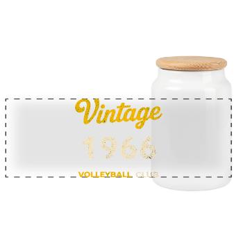 Vintage 1966 – Volleyball Club Retro Birth Year - Panoramic Cookie Jar with Wooden Lid - white - Front