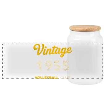 Vintage 1955 – Volleyball Club Retro Birth Year - Panoramic Cookie Jar with Wooden Lid - white - Front