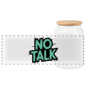 No Talk Brushstroke Typo - Panoramic Cookie Jar with Wooden Lid - white - Front