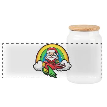 Noël du Père Noël de Papagai - Boîte à biscuits avec couvercle en bois - blanc - Devant