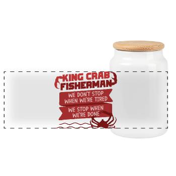 Alaska King Crab - Panoramic Cookie Jar with Wooden Lid - white - Front