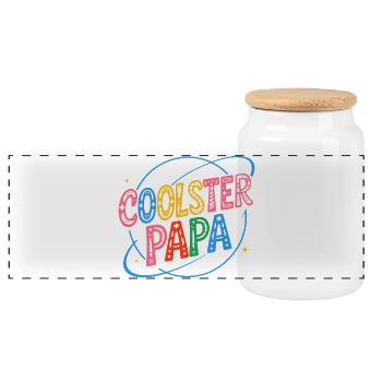 Coolster Papa Kosmischer Retro-Style - Panorama Keksdose mit Holzdeckel - Weiß - Vorne