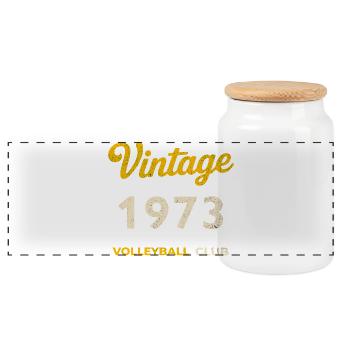 Millésime 1973 – Volleyball Club Rétro Année de naissance - Boîte à biscuits avec couvercle en bois - blanc - Devant