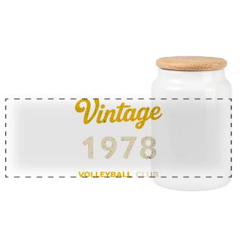 Millésime 1978 – Volleyball Club Rétro Année de naissance - Boîte à biscuits avec couvercle en bois - blanc - Devant