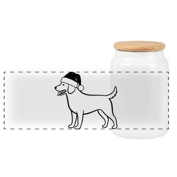 Illustration de dessin animé de chien de Noël - Boîte à biscuits avec couvercle en bois - blanc - Devant