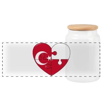 Puzzle Coeur Drapeau Fusion - Boîte à biscuits avec couvercle en bois - blanc - Devant