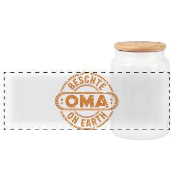 Beschte Oma Schweiz Mundart Geschenk Oma - Panorama Keksdose mit Holzdeckel - Weiß - Vorne