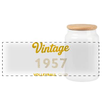 Vintage 1957 – Volleyball Club Rétro Année de naissance - Boîte à biscuits avec couvercle en bois - blanc - Devant