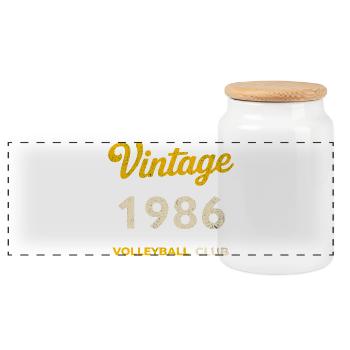 Millésime 1986 – Volleyball Club Rétro Année de naissance - Boîte à biscuits avec couvercle en bois - blanc - Devant