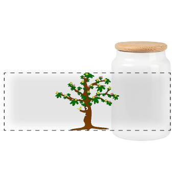 Tree full of blossoms - Panoramic Cookie Jar with Wooden Lid - white - Front