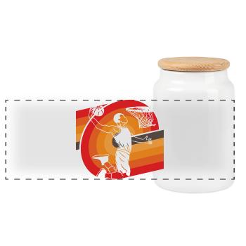 Classic Oldschool Basketball Design Retro - Panoramic Cookie Jar with Wooden Lid - white - Front