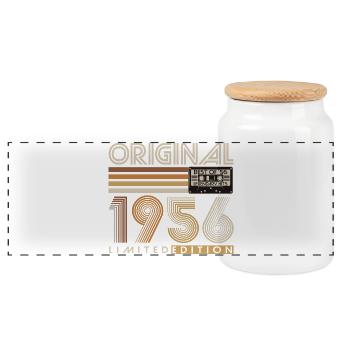 Original_1956_Jahrgang_Geburtstag_Geschenk_Retro - Panorama Keksdose mit Holzdeckel - Weiß - Vorne