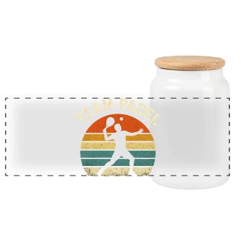Team Padel Rétro Coucher Soleil - Boîte à biscuits avec couvercle en bois - blanc - Devant