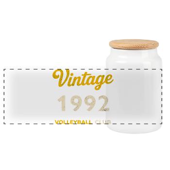 Millésime 1992 – Volleyball Club Rétro Année de naissance - Boîte à biscuits avec couvercle en bois - blanc - Devant