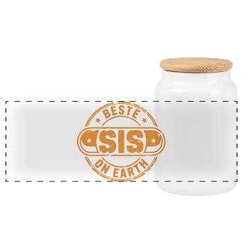 Best Sis Sister Gift - Panoramic Cookie Jar with Wooden Lid - white - Front