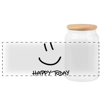 Happy Today - Panorama Keksdose mit Holzdeckel - Weiß - Vorne