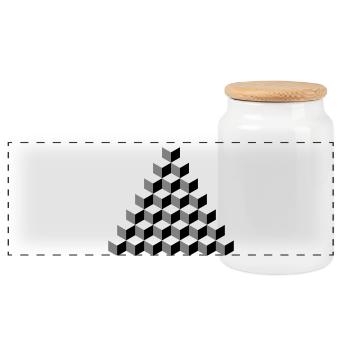 Pyramide cubique isométrique - Boîte à biscuits avec couvercle en bois - blanc - Devant
