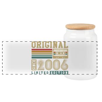 Original 2006 Vintage Vintage Anniversaire Rétro - Boîte à biscuits avec couvercle en bois - blanc - Devant