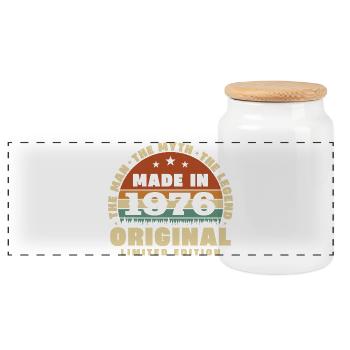 50 Jahre 1976 Vintage Retro Geburtstagsgeschenk - Panorama Keksdose mit Holzdeckel - Weiß - Vorne