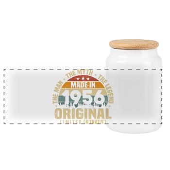 Jahrgang 1956 geboren Original Geburtstag Geschenk - Panorama Keksdose mit Holzdeckel - Weiß - Vorne