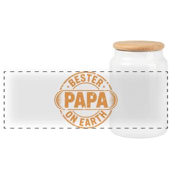 Bester Papa - Panorama Keksdose mit Holzdeckel - Weiß - Vorne