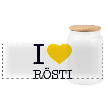 I love Rösti - Panoramic Cookie Jar with Wooden Lid - white - Front