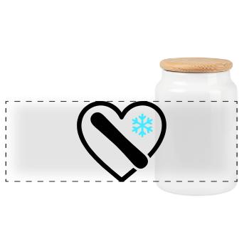 Snowboard Coeur Montagne Neige Hiver - Boîte à biscuits avec couvercle en bois - blanc - Devant