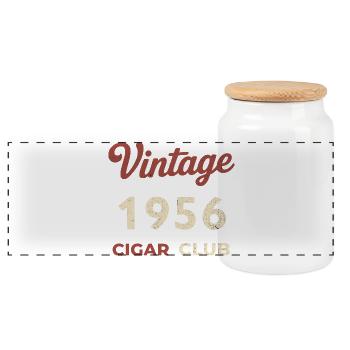 Vintage 1956 Cigar Club Retro Geburtsjahr Geschenk - Panorama Keksdose mit Holzdeckel - Weiß - Vorne