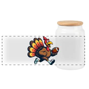 Thanksgiving Football Truthahn - Panorama Keksdose mit Holzdeckel - Weiß - Vorne
