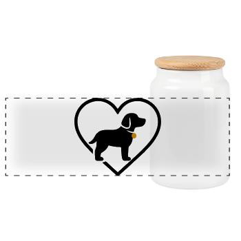 Hundeherz Silhouette Hundeliebhaber Geschenk - Panorama Keksdose mit Holzdeckel - Weiß - Vorne