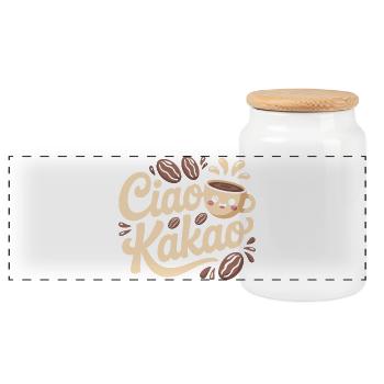 Ciao Cocoa Hot Chocolate Hot Chocolate Goodbye - Panoramic Cookie Jar with Wooden Lid - white - Front