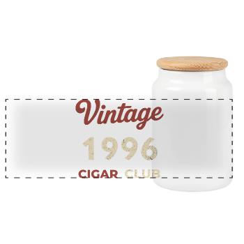 Vintage 1996 Cigar Club Retro Geburtsjahr Geschenk - Panorama Keksdose mit Holzdeckel - Weiß - Vorne