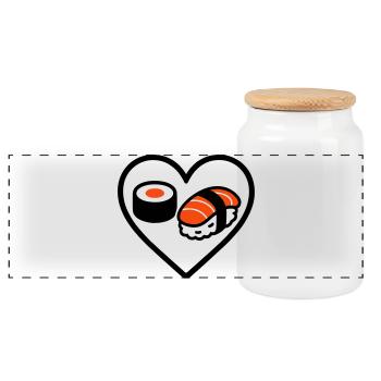 Sushi Herz Maki Lachs Japan Food Lover - Panorama Keksdose mit Holzdeckel - Weiß - Vorne