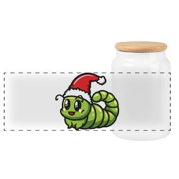 Wurm Weihnachten - Panorama Keksdose mit Holzdeckel - Weiß - Vorne