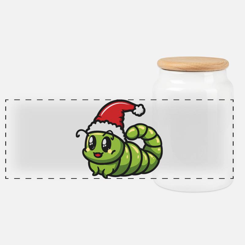 Wurm Weihnachten - Panorama Keksdose mit Holzdeckel - Weiß