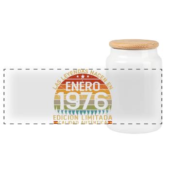 Né en janvier 1976, 50 ans d’anniversaire - Boîte à biscuits avec couvercle en bois - blanc - Devant