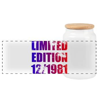 44. Geburtstag Limited Edition 12/1981 - Panorama Keksdose mit Holzdeckel - Weiß - Vorne