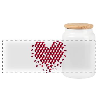 Geometric heart made of red cubes - Panoramic Cookie Jar with Wooden Lid - white - Front
