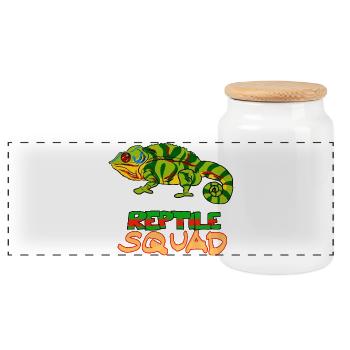 Art coloré du caméléon de l’escouade de reptiles - Boîte à biscuits avec couvercle en bois - blanc - Devant