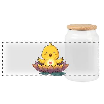 Lotus Chick Heart Light - Panoramic Cookie Jar with Wooden Lid - white - Front