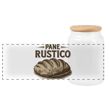 Pane Rustico – Bread - Panoramic Cookie Jar with Wooden Lid - white - Front