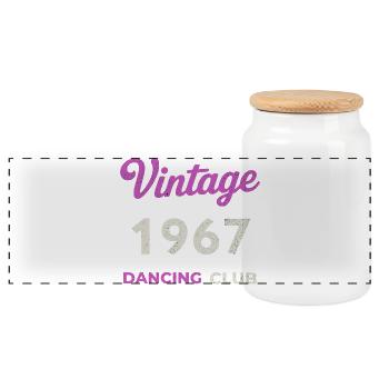 Vintage 1967 – Dancing Club Retro Geburtsjahr - Panorama Keksdose mit Holzdeckel - Weiß - Vorne