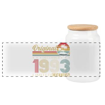 32e anniversaire Original décembre Né en 1993 - Boîte à biscuits avec couvercle en bois - blanc - Devant