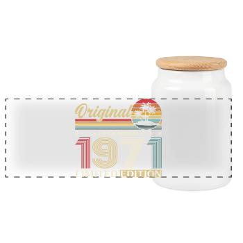 54e anniversaire Original décembre Né en 1971 - Boîte à biscuits avec couvercle en bois - blanc - Devant