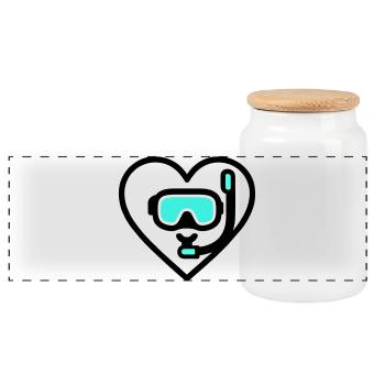 Heart Diving – Passion for the Sea - Panoramic Cookie Jar with Wooden Lid - white - Front