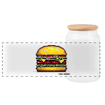 Pixel Hamburger - Boîte à biscuits avec couvercle en bois - blanc - Devant