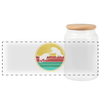 Bulle gegen Bär Retro - Panorama Keksdose mit Holzdeckel - Weiß - Vorne